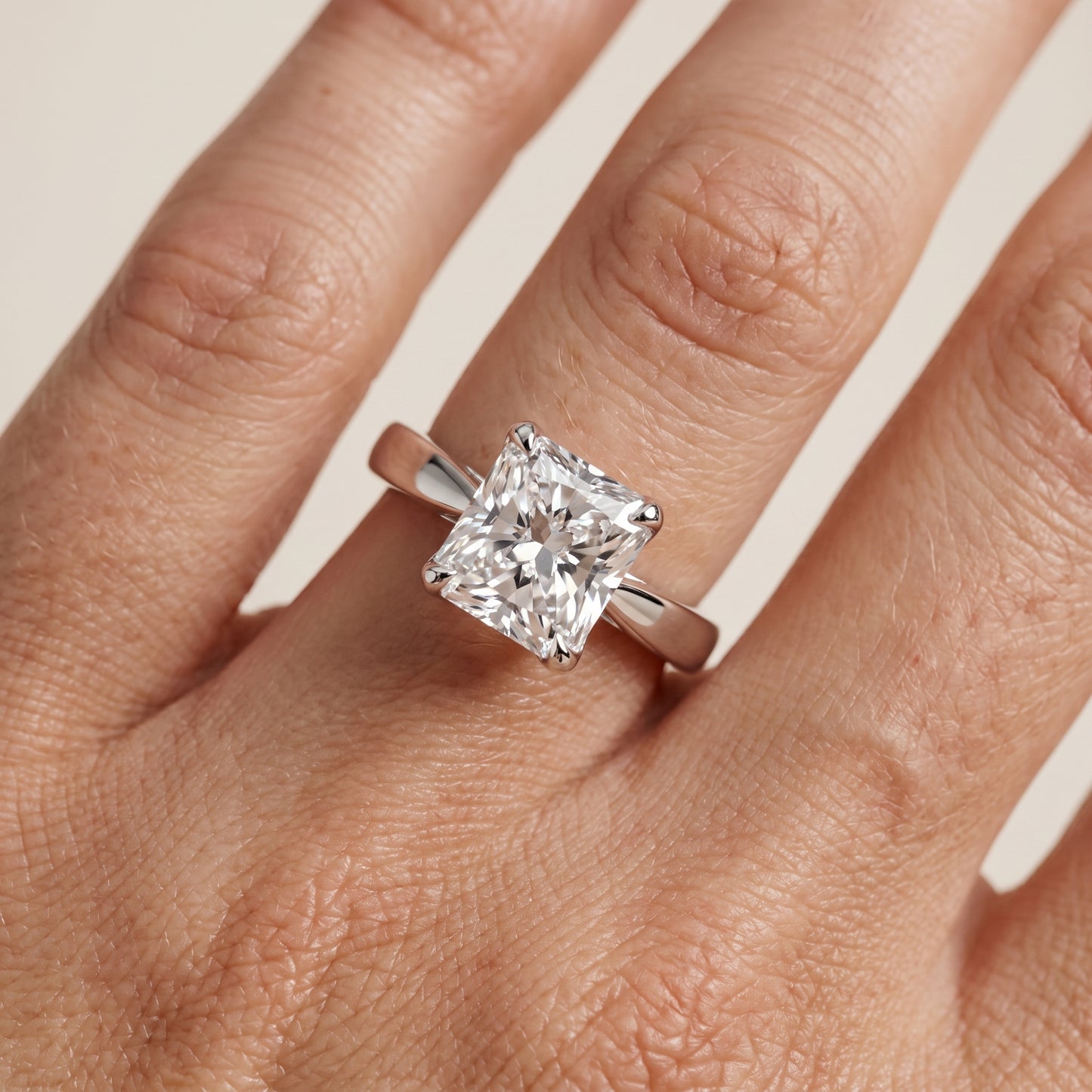 Lucia Solitaire Six-Prong Radiant Diamond Engagement Ring in White Gold - lifestyle.jpg