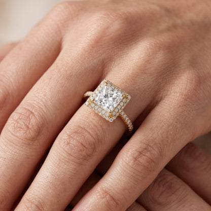 Connie Double Halo Pavé Princess Diamond Engagement Ring in Platinum - lifestyle.jpg