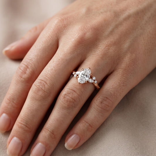 Joanna Milgrain Twist Oval Diamond Engagement Ring in Rose Gold - lifestyle.jpg
