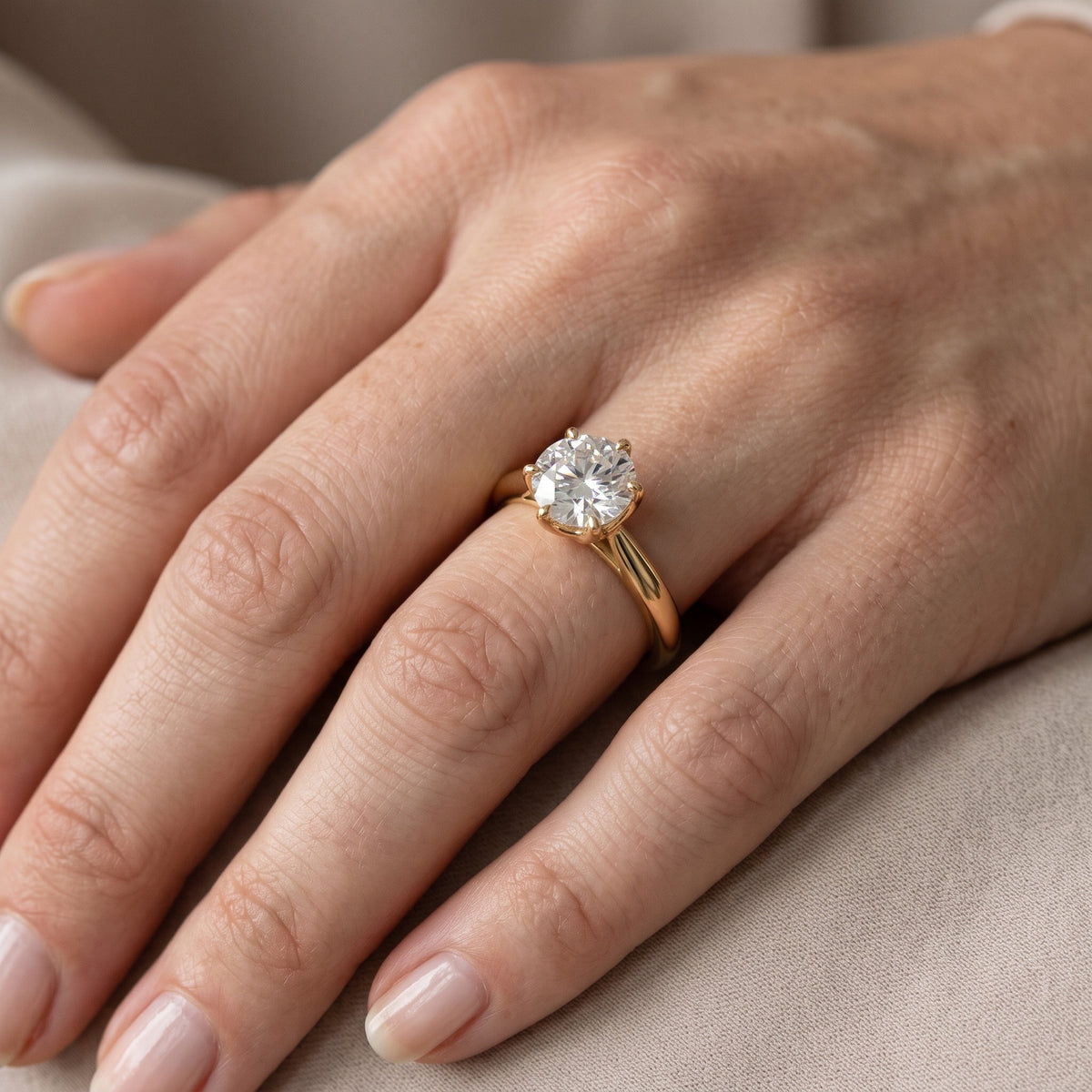 Harmony Tulip Solitaire Round Diamond Engagement Ring in Silver - lifestyle.jpg