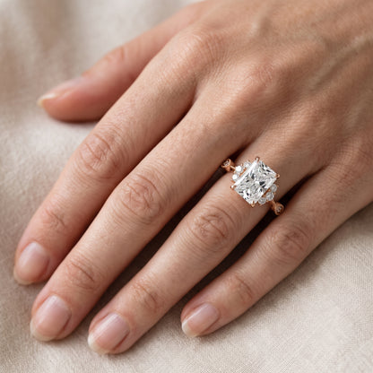 Naomi Vintage Milgrain Radiant Diamond Engagement Ring in Rose Gold - lifestyle.jpg