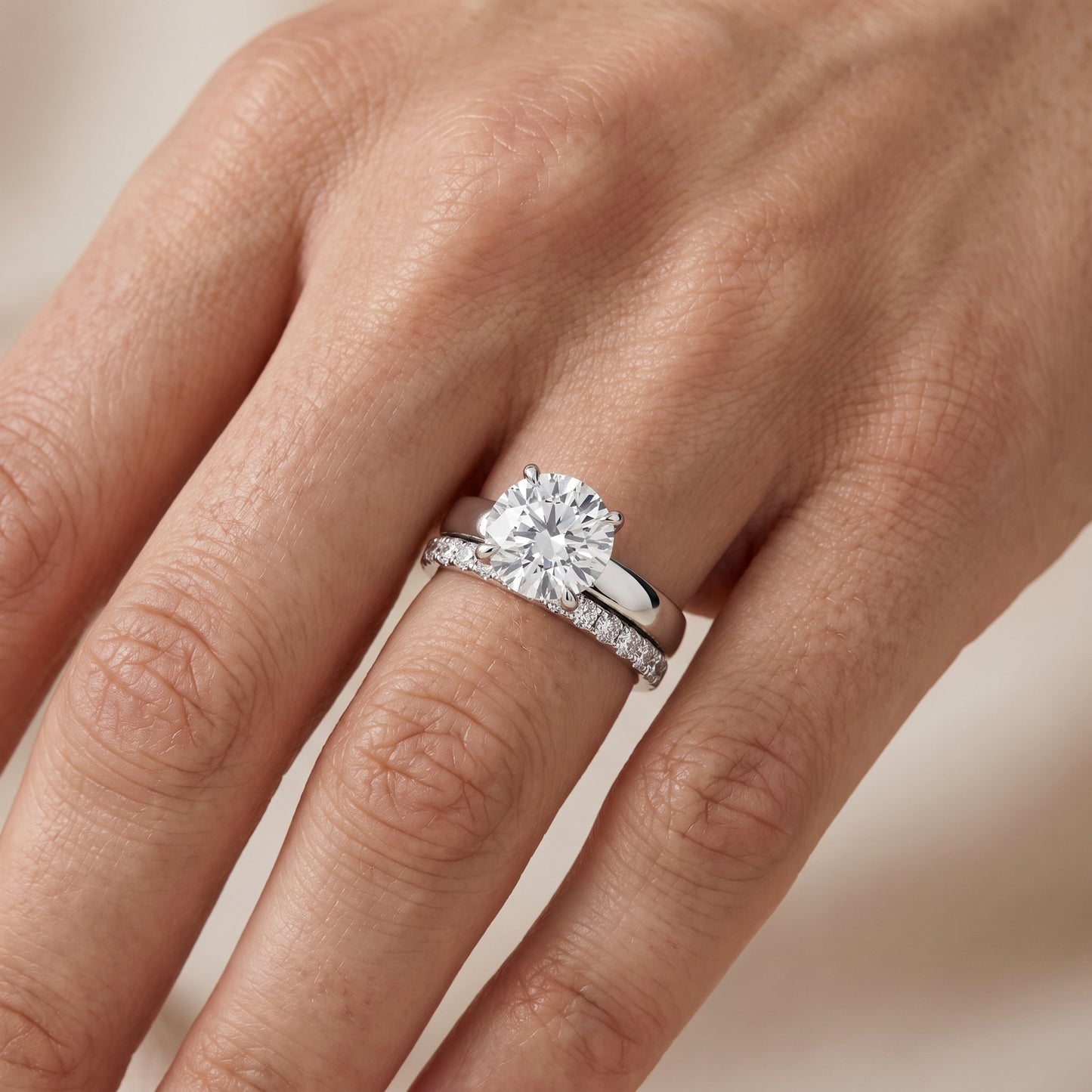 Veda Split Shank Pavé Round Diamond Engagement Ring in Platinum - lifestyle.jpg