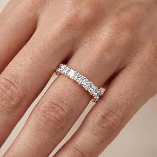 Pia Shared Prong Princess Diamond Half Eternity Band in Rose Gold - lifestyle.jpg