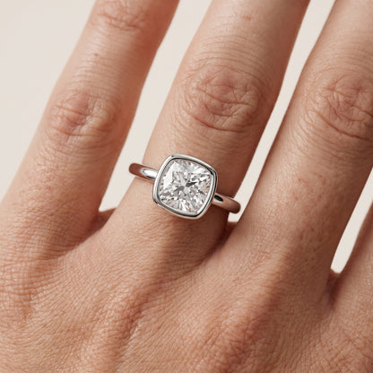 Maeve Bezel Solitaire Cushion Diamond Ring in White Gold - lifestyle.jpg