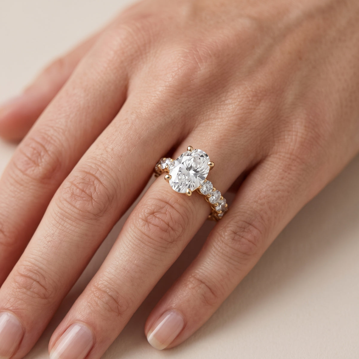 Sterling Statement Pavé Oval Diamond Engagement Ring in Silver - lifestyle.jpg