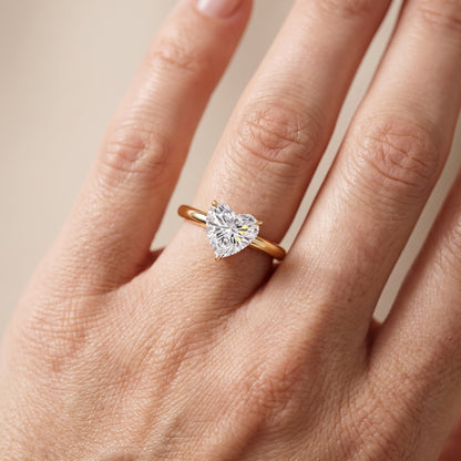 Evie Solitaire Six-Prong Heart Diamond Engagement Ring in Yellow Gold - lifestyle.jpg