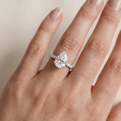 Juna French Pavé Solitaire Pear Diamond Engagement Ring in Platinum - lifestyle.jpg