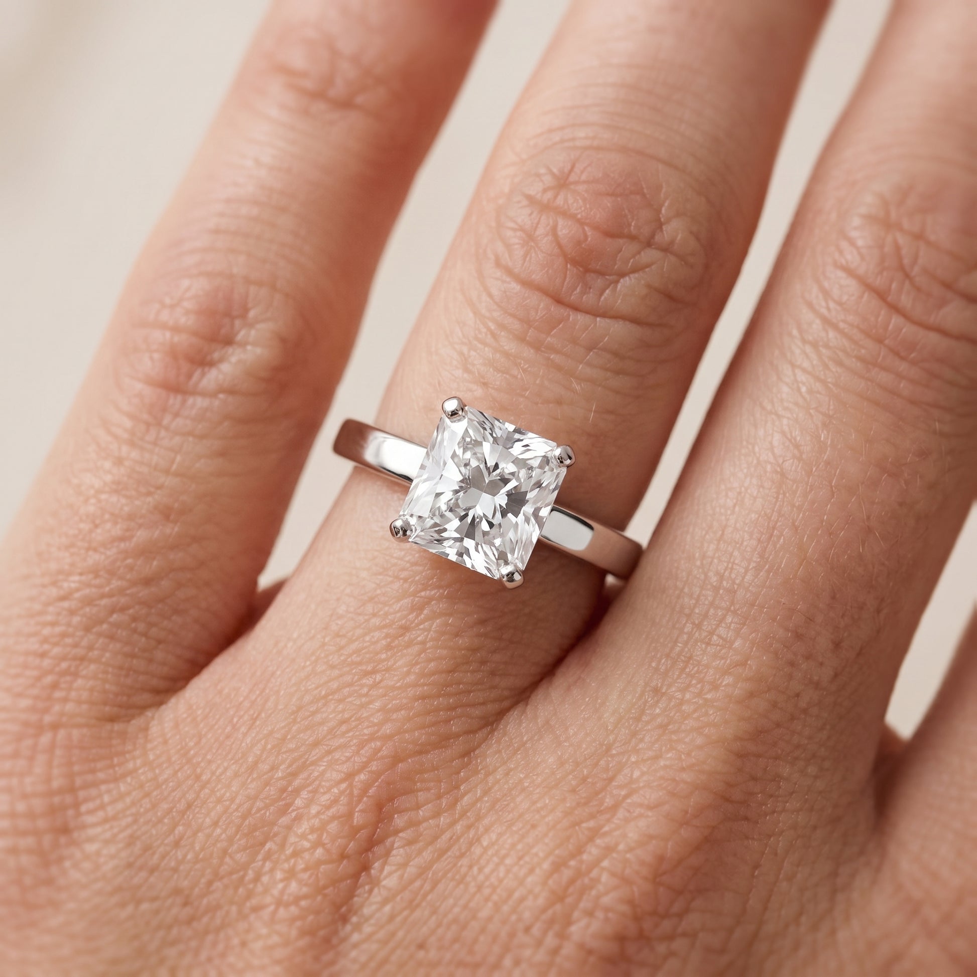 Delia Solitaire Radiant Diamond Engagement Ring in Silver - lifestyle.jpg