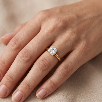 Serena Blossom Solitaire Princess Diamond Engagement Ring in Yellow Gold - lifestyle.jpg