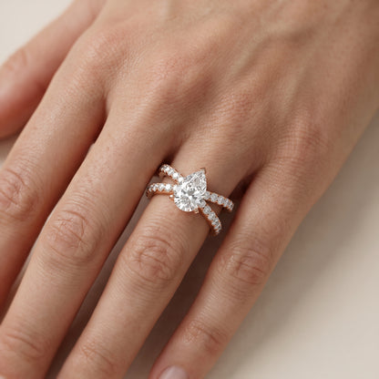 Lior Criss Cross Pavé Pear Diamond Engagement Ring in Rose Gold - lifestyle.jpg