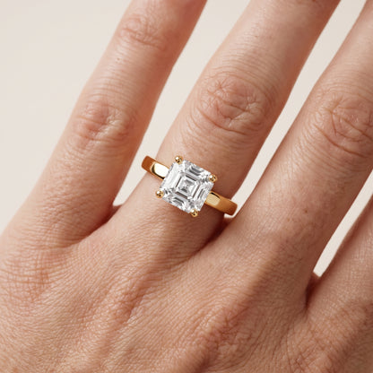 Delia Solitaire Asscher Diamond Engagement Ring in Yellow Gold - lifestyle.jpg