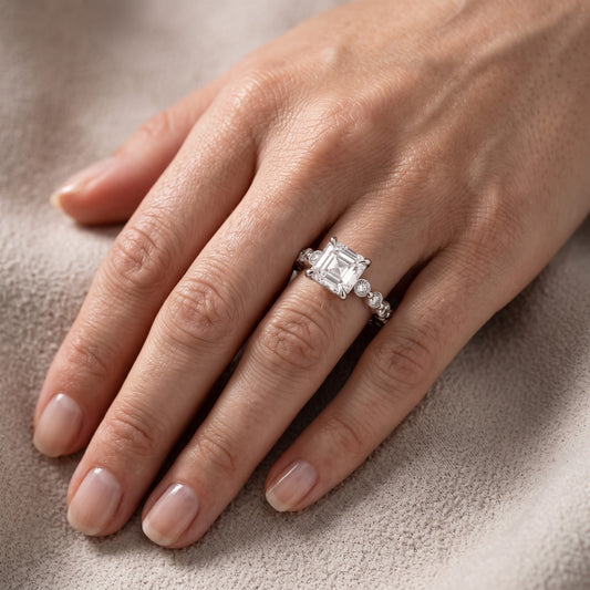 Piper Sidestone Asscher Diamond Engagement Ring in Platinum - lifestyle.jpg