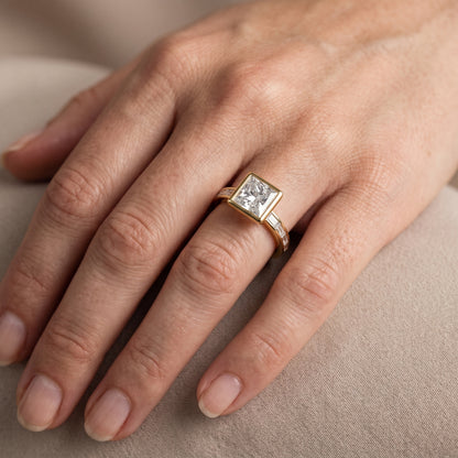 Raleigh Bezel Baguette Princess Diamond Engagement Ring in Silver - lifestyle.jpg