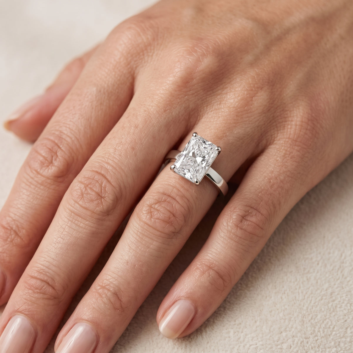 Delia Solitaire Radiant Diamond Engagement Ring in White Gold - lifestyle.jpg