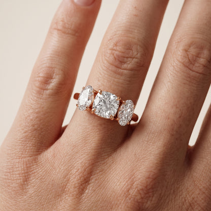 Lila Three-Stone Cushion Diamond Ring in Rose Gold - lifestyle.jpg