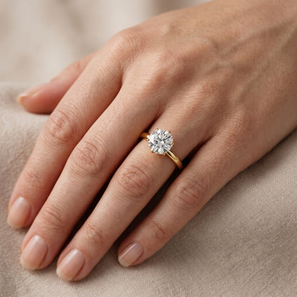 Serena Blossom Solitaire Round Diamond Engagement Ring in Yellow Gold - lifestyle.jpg