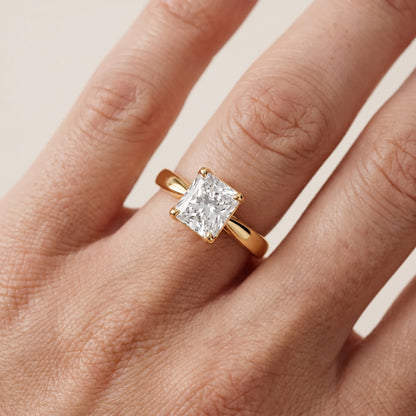 Lucia Solitaire Six-Prong Radiant Diamond Engagement Ring in Yellow Gold - lifestyle.jpg