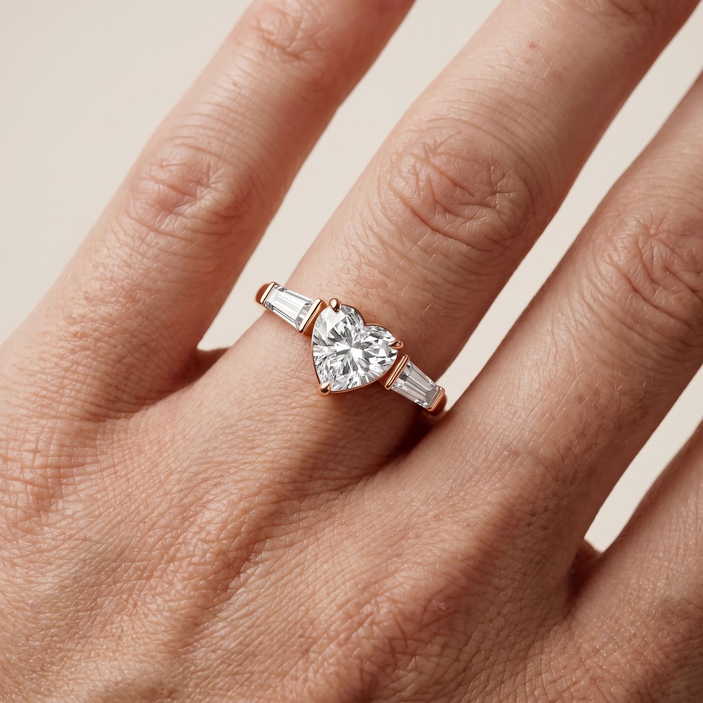 Layla Tapered Baguette Heart Diamond Ring in Rose Gold - lifestyle.jpg