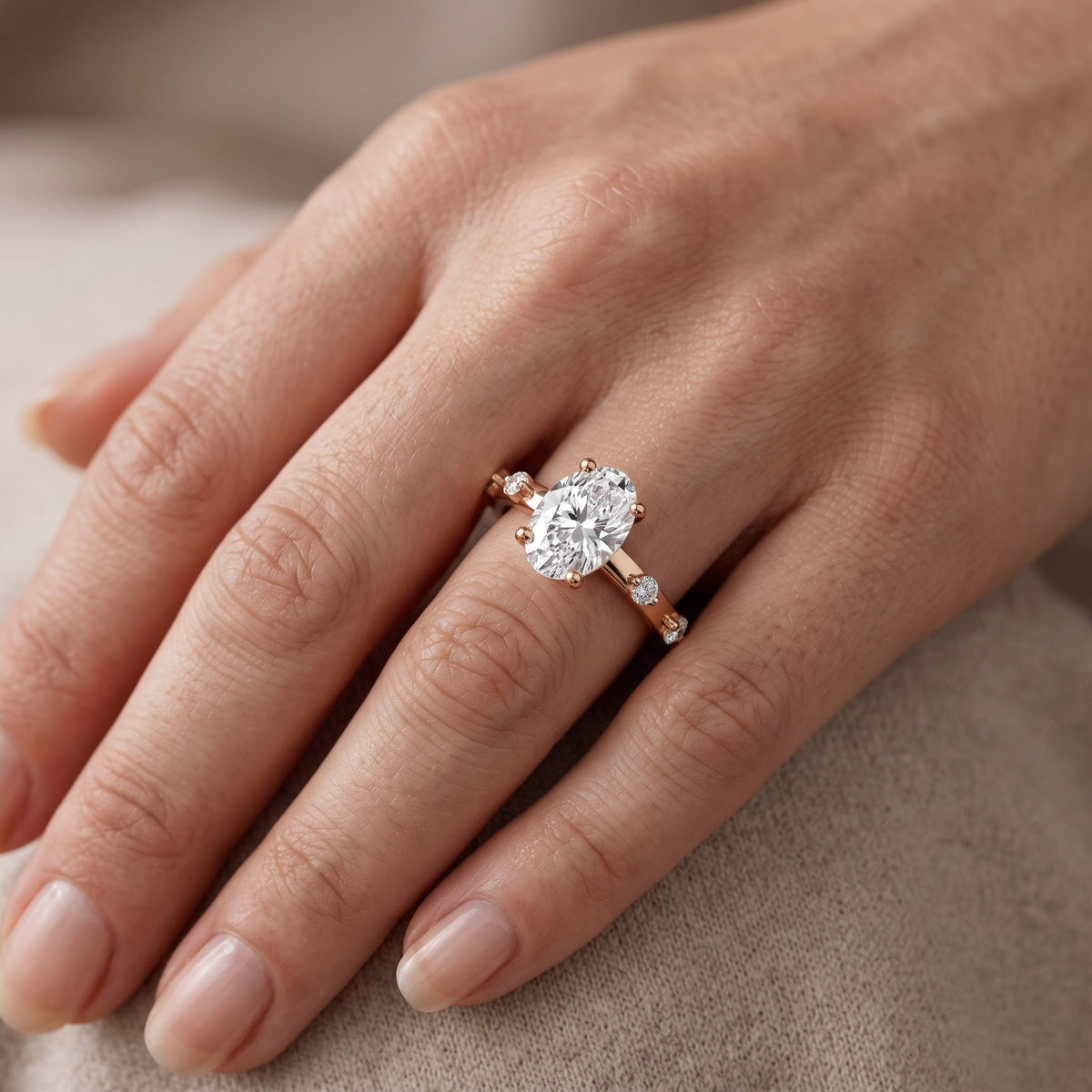 Elena Radiance Oval Diamond Engagement Ring in Rose Gold - lifestyle.jpg
