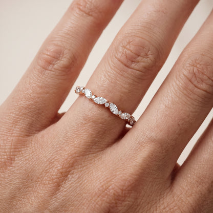 Vivienne Petite Marquise & Round Diamond Wedding Band in Rose Gold - lifestyle.jpg