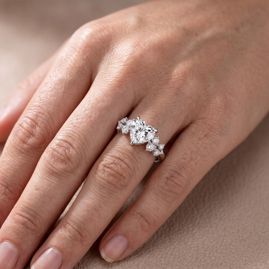Mirabelle Cluster Heart Diamond Engagement Ring in Platinum - lifestyle.jpg