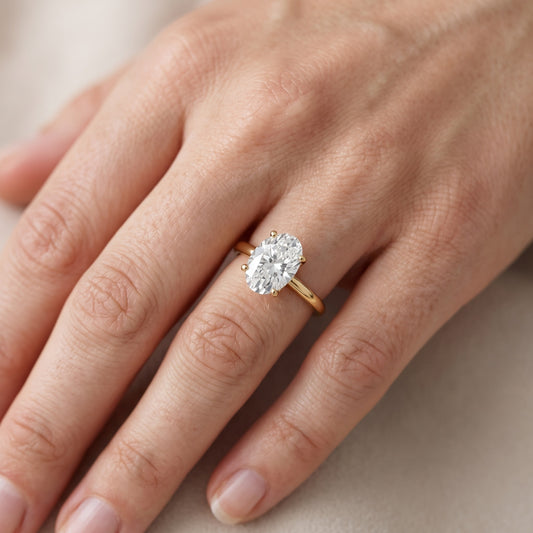 Flora Guardian Solitaire Oval Diamond Engagement Ring in Yellow Gold - lifestyle.jpg