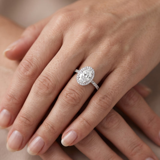 Mabel Halo French Pavé Oval Diamond Engagement Ring in Platinum - lifestyle.jpg