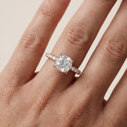 Thea Hidden Halo Pavé Cushion Diamond Engagement Ring in Rose Gold - lifestyle.jpg