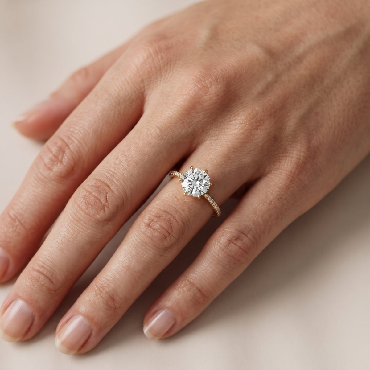 Minette Micropavé Round Diamond Engagement Ring in Silver - lifestyle.jpg
