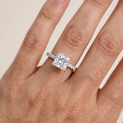 Juna French Pavé Solitaire Princess Diamond Engagement Ring in Silver - lifestyle.jpg