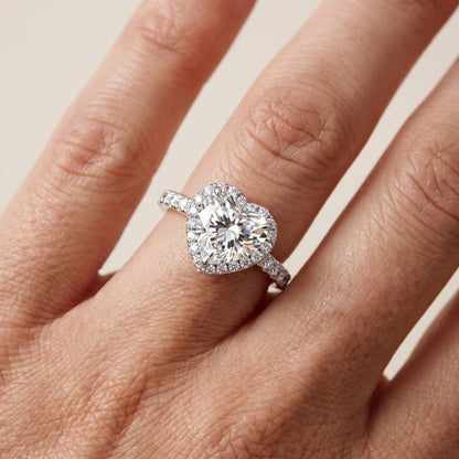 Chloe Halo Pavé Heart Diamond Ring in Silver - lifestyle.jpg