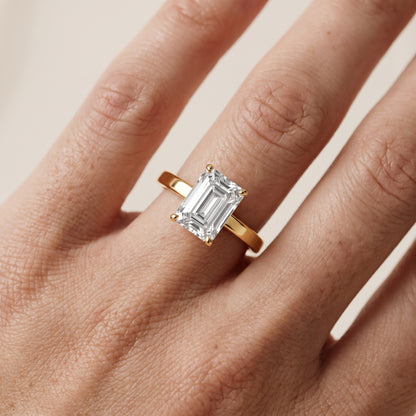 Kaia Solitaire Emerald Diamond Ring in Yellow Gold - lifestyle.jpg