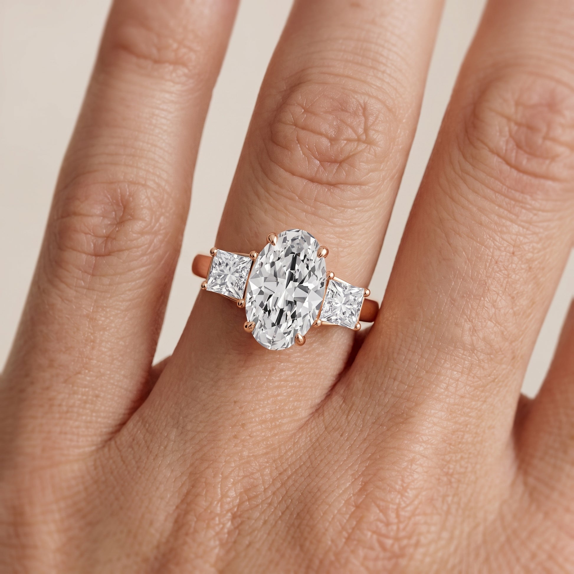 Selena Three-Stone Basket Oval Diamond Ring in Rose Gold - lifestyle.jpg