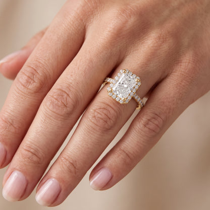 Sophie Halo Pavé Radiant Diamond Engagement Ring in Yellow Gold - lifestyle.jpg