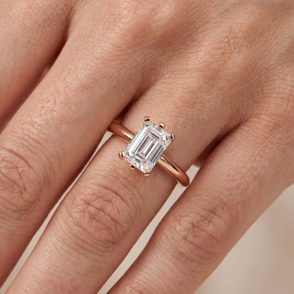 Arabella Six-Prong Solitaire Emerald Diamond Engagement Ring in Rose Gold - lifestyle.jpg