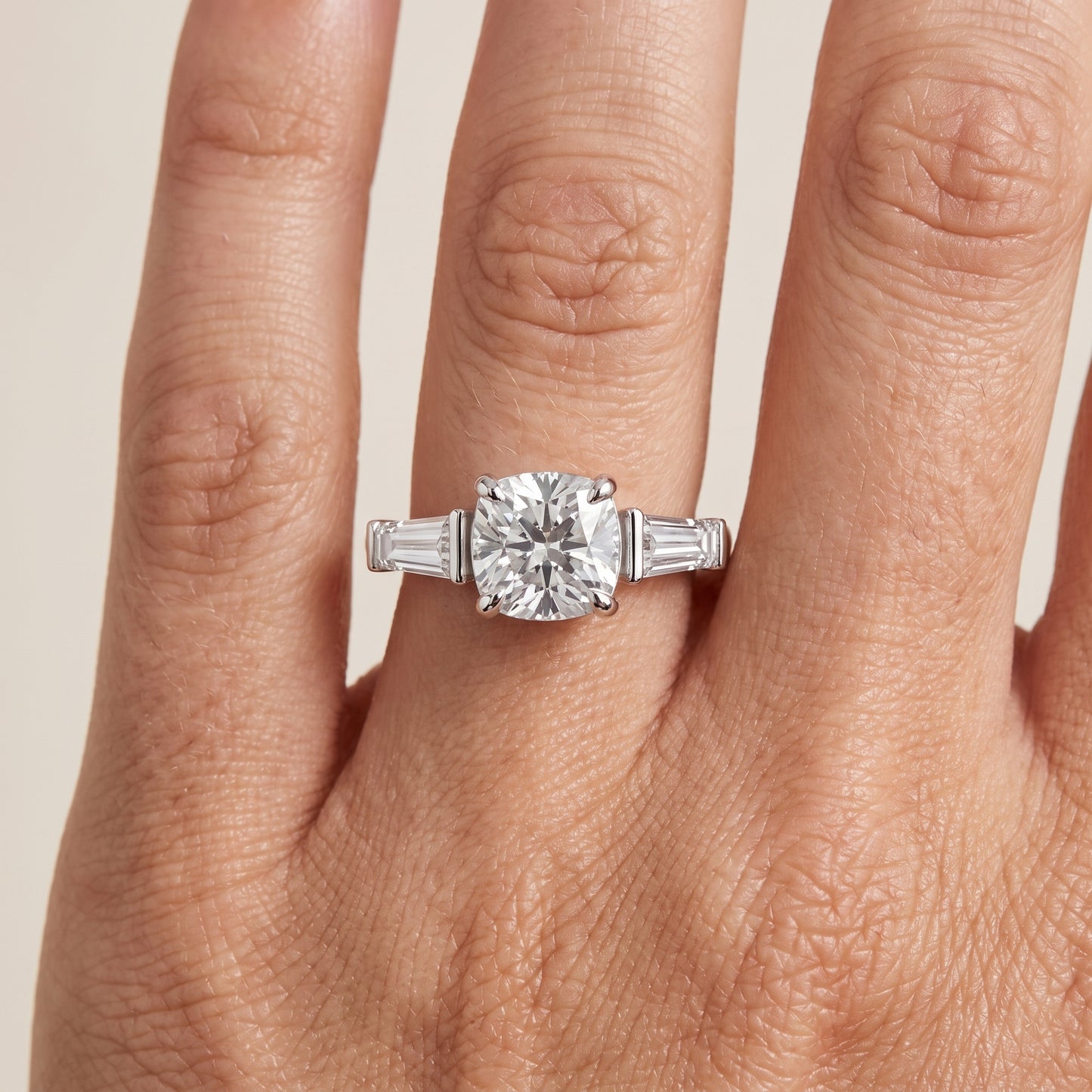 Layla Tapered Baguette Cushion Diamond Ring in Silver - lifestyle.jpg