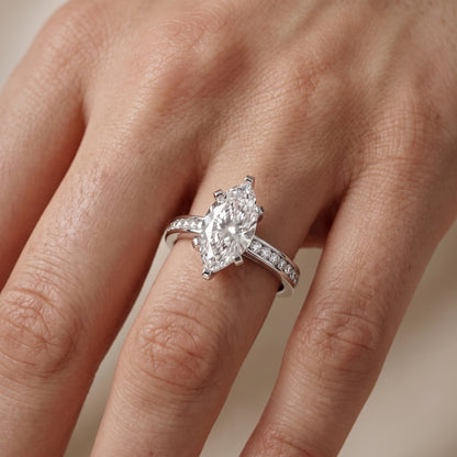 Tessa Solitaire Channel Set Marquise Diamond Engagement Ring in Silver - lifestyle.jpg