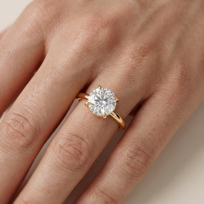 Amaya Hidden Halo Round Diamond Ring in Yellow Gold - lifestyle.jpg