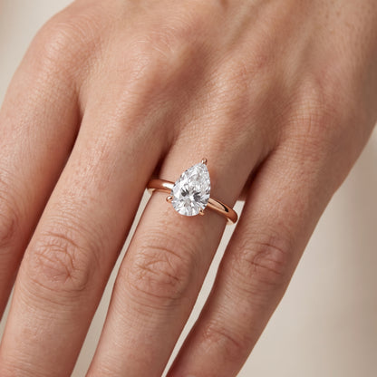 Sadie Cathedral Solitaire Pear Diamond Ring in Rose Gold - lifestyle.jpg