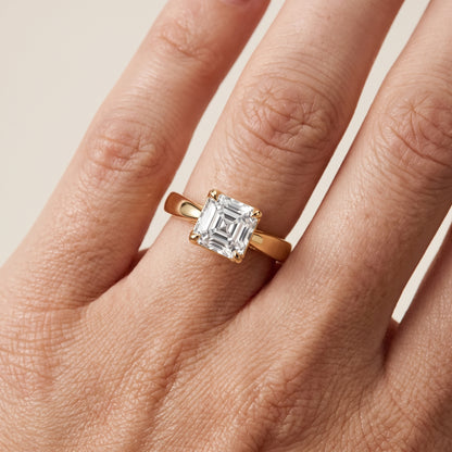 Lucia Solitaire Six-Prong Asscher Diamond Engagement Ring in Yellow Gold - lifestyle.jpg
