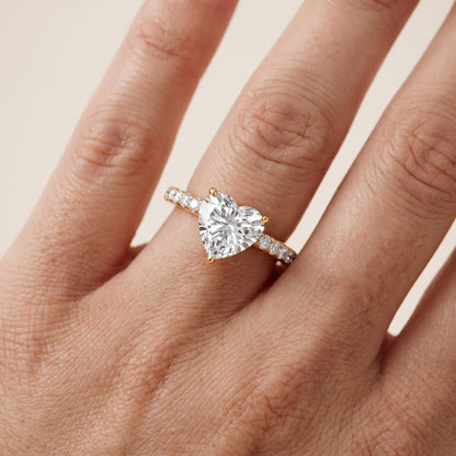 Thea Hidden Halo Pavé Heart Diamond Engagement Ring in Yellow Gold - lifestyle.jpg