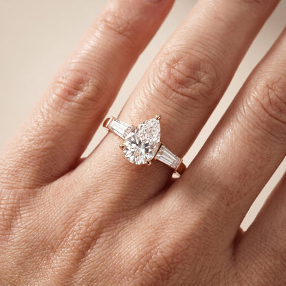 Zelda Tapered Baguette Pear Diamond Engagement Ring in Rose Gold - lifestyle.jpg