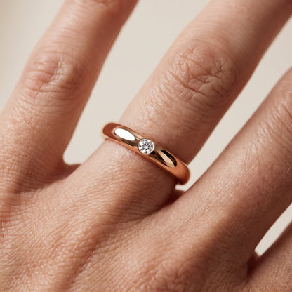 Elizabeth Comfort Fit Bezel Round Diamond Wedding Band in Rose Gold - lifestyle.jpg