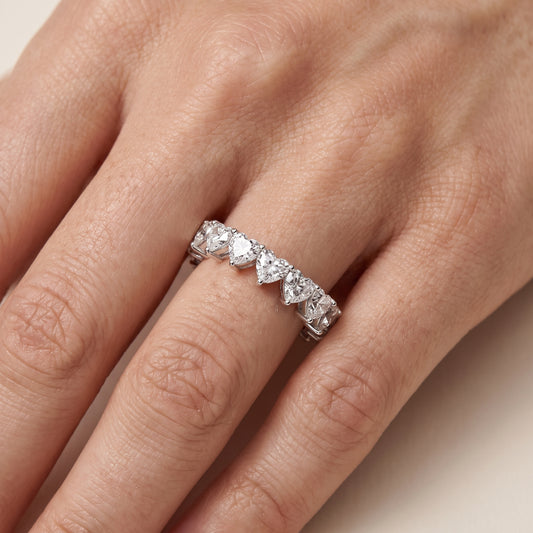 Tova Shared Prong Heart & Cushion Diamond Eternity Band in White Gold - lifestyle.jpg