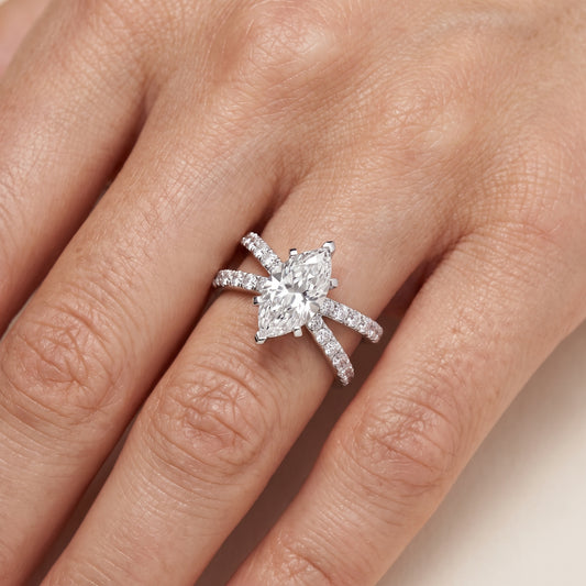Lior Criss Cross Pavé Marquise Diamond Engagement Ring in White Gold - lifestyle.jpg