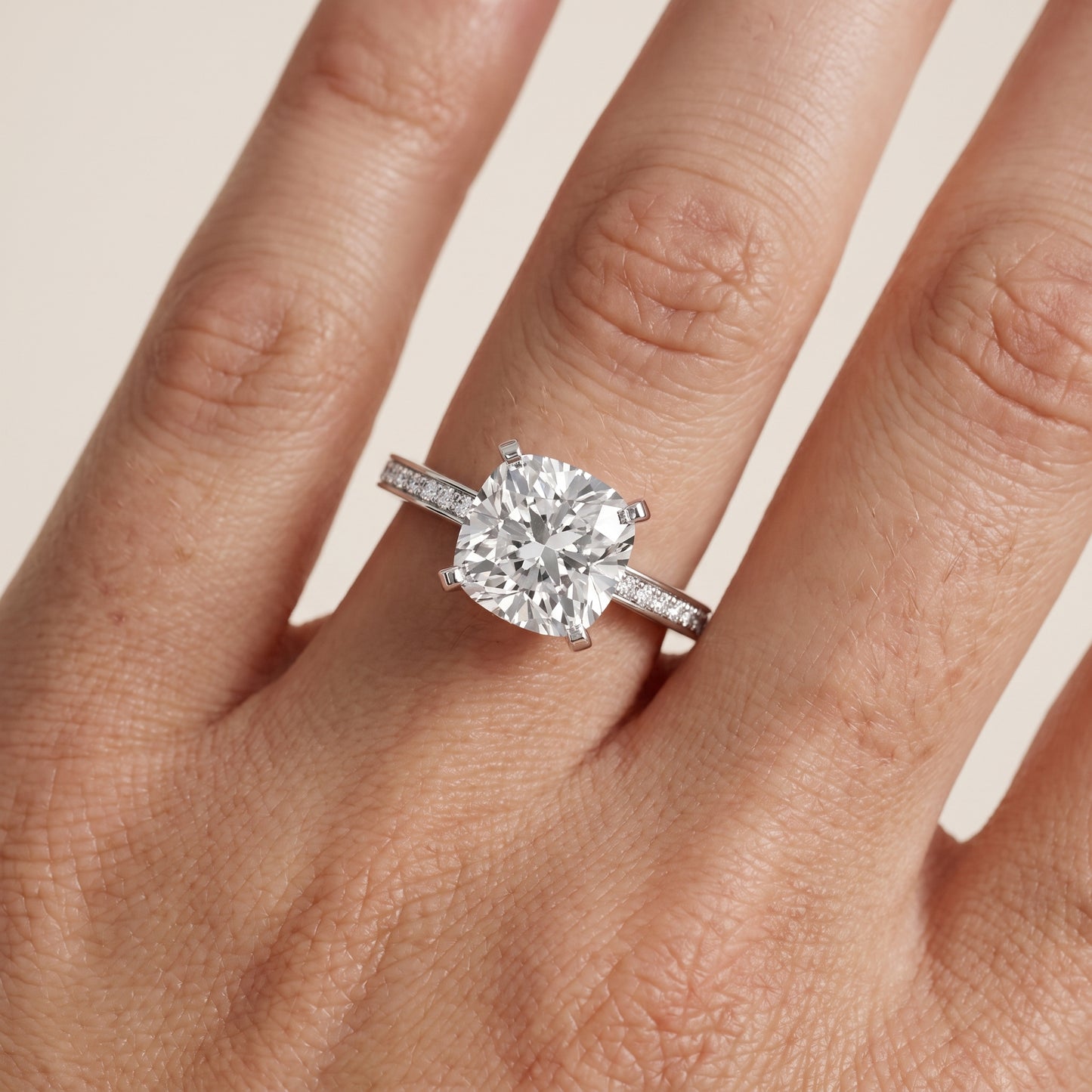 Naia Hidden Halo Cushion Diamond Ring in White Gold - lifestyle.jpg