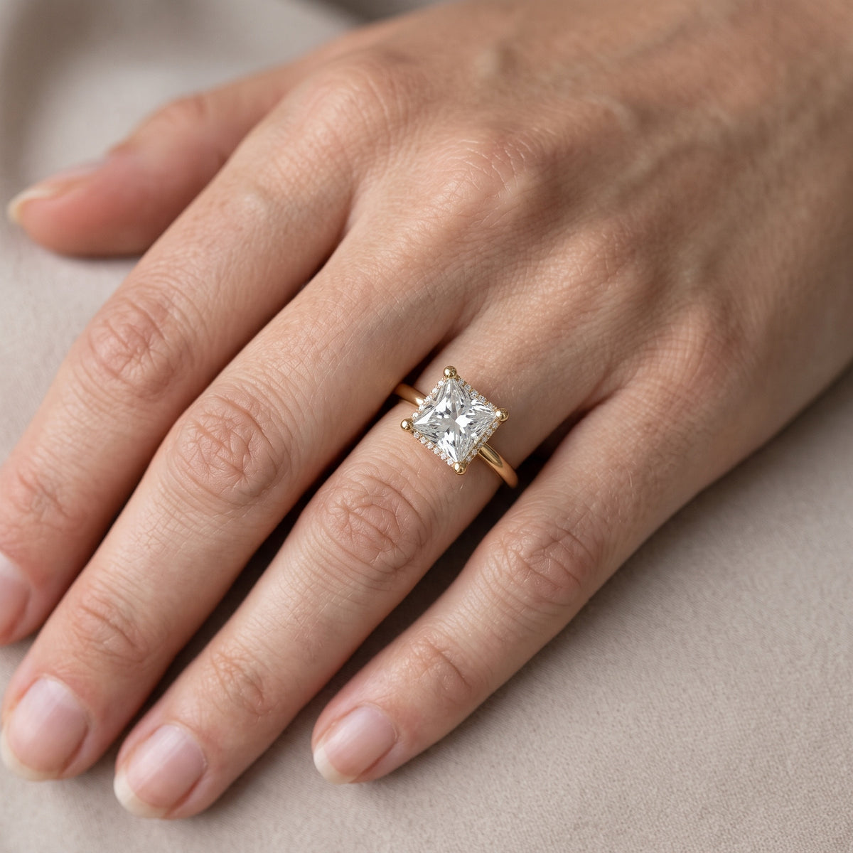 Dina Hidden Halo Princess Diamond Engagement Ring in Platinum - lifestyle.jpg
