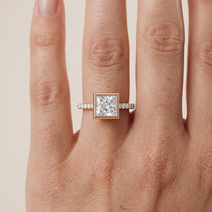 Cora Bezel Pavé Princess Diamond Ring in Rose Gold - lifestyle.jpg