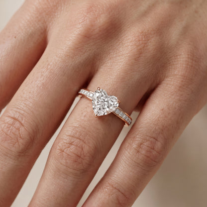 Brielle Channel Set Solitaire Heart Diamond Ring in Rose Gold - lifestyle.jpg