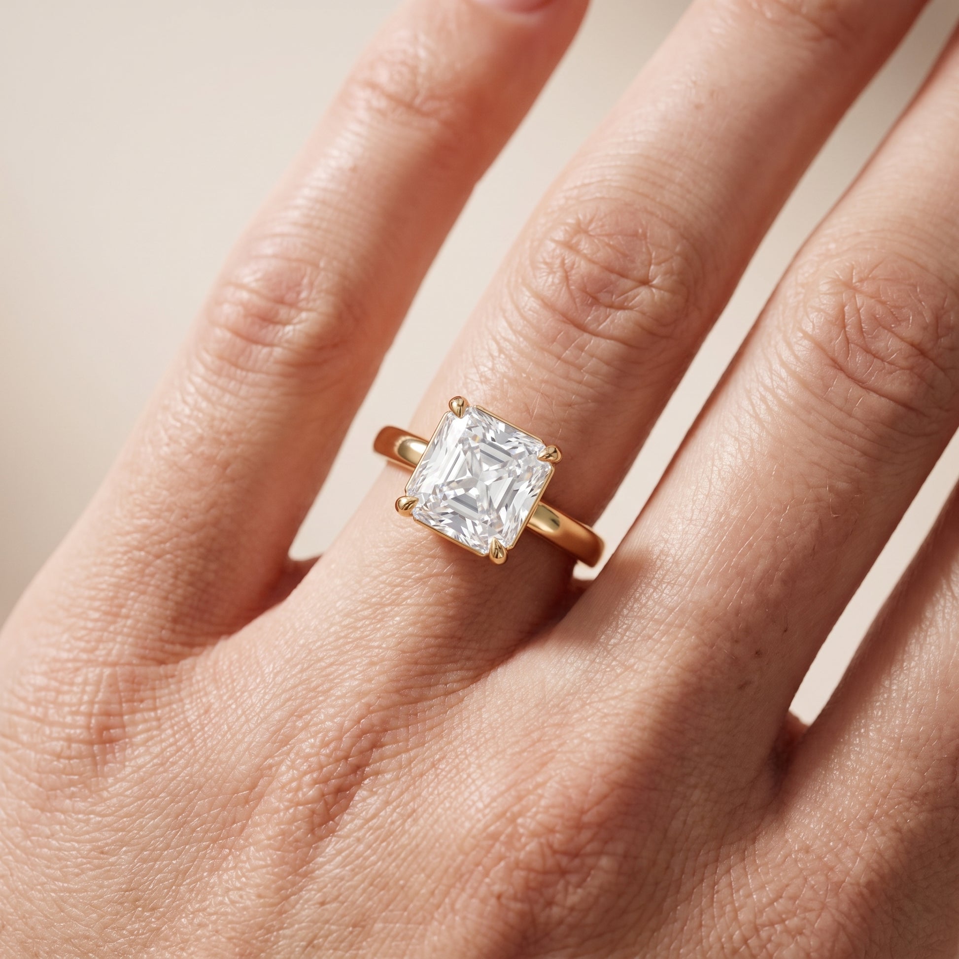 Delia Solitaire Radiant Diamond Engagement Ring in Yellow Gold - lifestyle.jpg